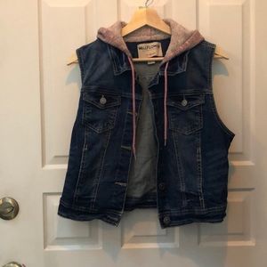 WallFlower Denim Vest w/ Pink Drawstring Hood